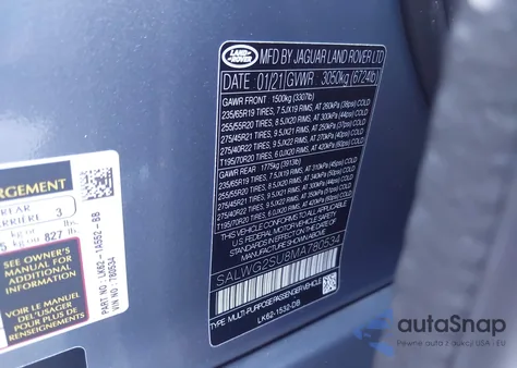 2021 Land Rover Range Rover Sport Se Mhev z USA, uszkodzony, nr VIN SALWG2SU8MA780534